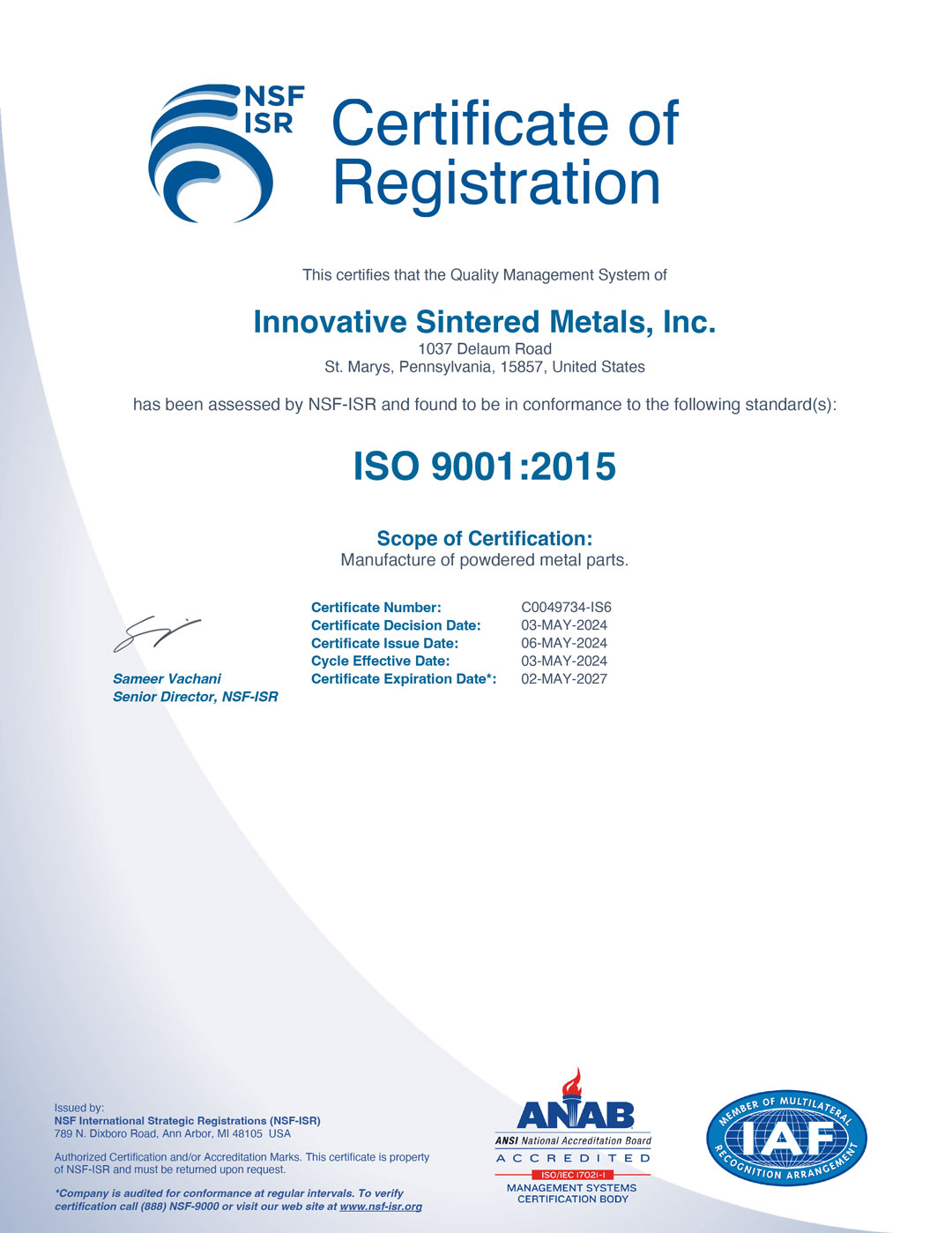 ISM-ISO-9001-2015-Certificate ISO 9001:2015 Certificate
